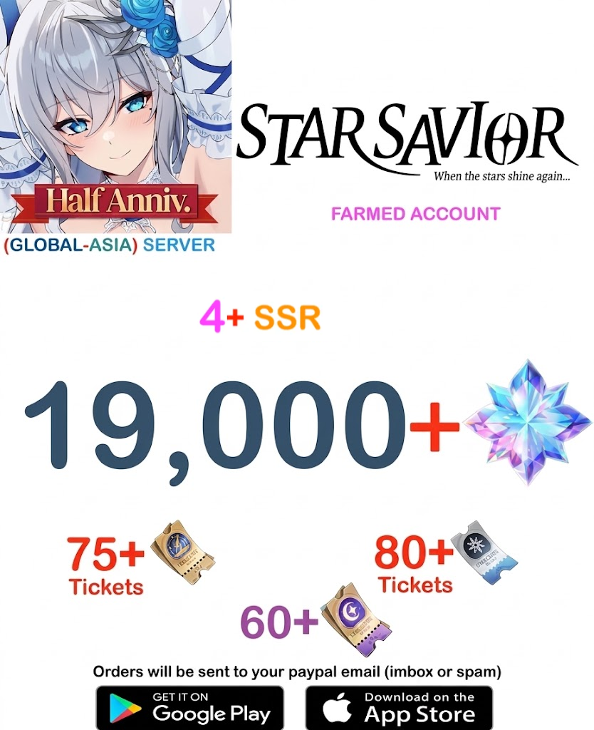 [GLOBAL - ASIA  SERVER] ?? + Gems  Star Savior Semi Starter Account v4
