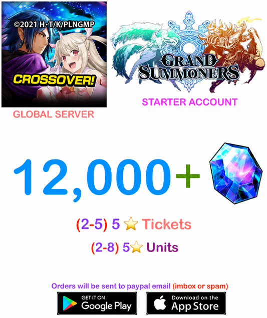 ⭐[GLOBAL SERVER]⭐ 12.000 +Gems  Grand Summoners Fresh Starter Account