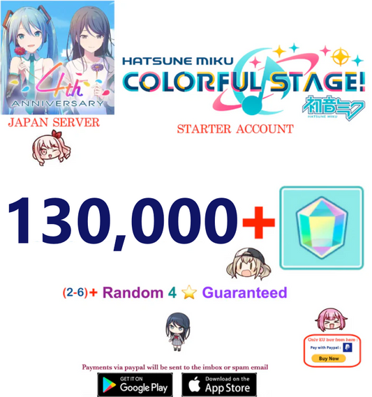 ⭐[JAPAN SERVER] (BUY 2 - GET 3 ) 2-6 (4-Star Cards) ⭐ 130,000+ Gems Project Sekai Colorful Stage ft. Hatsune Miku PJSekai Reroll Starter Account