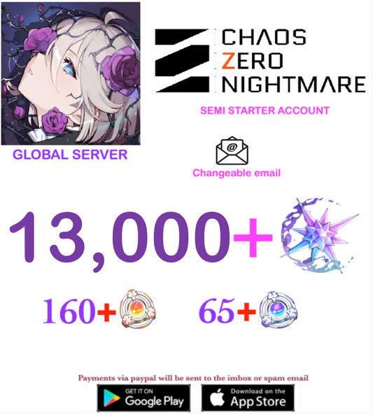 [GLOBAL SERVER] ⭐ ?? Crystals  ⭐  Chaos Zero Nightmare Fresh Semi Starter Account v4