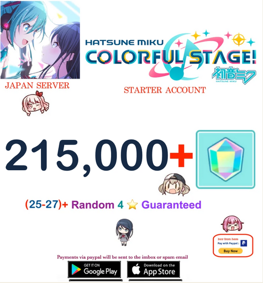[JAPAN SERVER][INSTANT DELIVERY] 215,000+ Gems, 25+ 4⭐ Project Sekai Colorful Stage ft. Hatsune Miku PJSekai Reroll Account