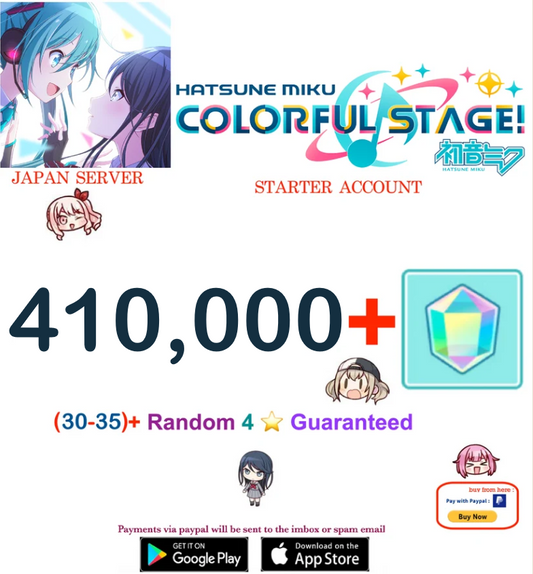 [JAPAN SERVER][Instant Delivery]410,000+ Gems, 30+ 4⭐ Project Sekai Colorful Stage ft. Hatsune Miku PJSekai Semi Starter Account