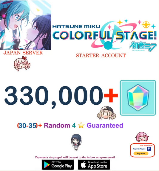 [JAPAN SERVER][Instant Delivery] 330,000+ Gems, (30-35)+ 4⭐ Project Sekai Colorful Stage ft. Hatsune Miku PJSekai Reroll Account
