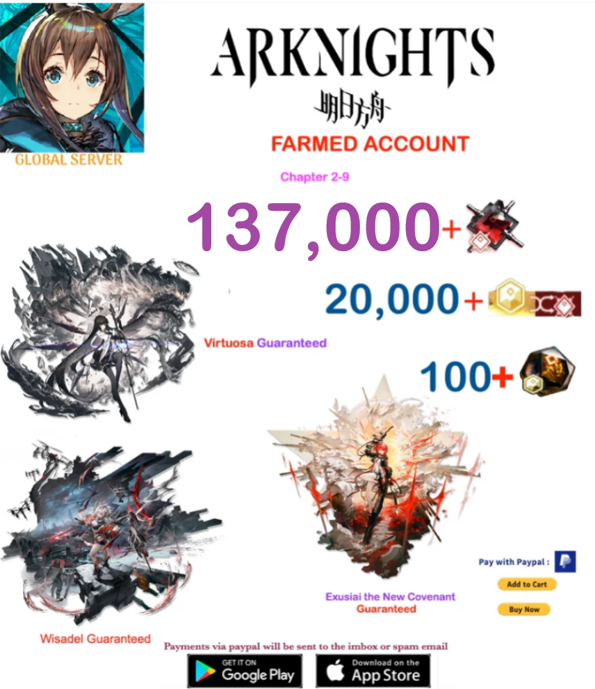 [Global Server] 137,000 Orundum  + x3 OP  Arknights Farmed Account v7