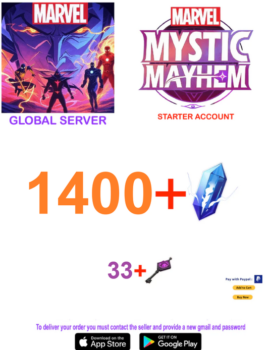 ⭐[GLOBAL SERVER]⭐ 1400+ Dream Gems  MARVEL :  Mystic Mayhem Fresh Starter Account