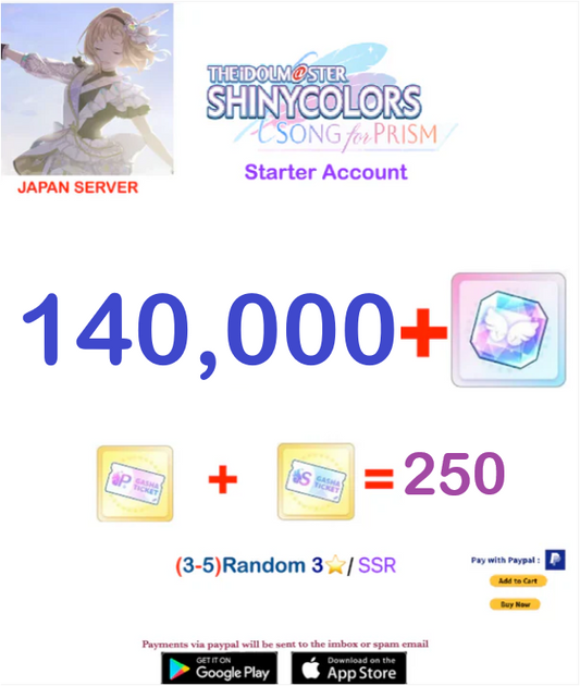 (Japan Server)  144.000+ Prism Jewels  Idolmaster Idolmaster Shiny Colors Song for Prism Reroll Starter Account