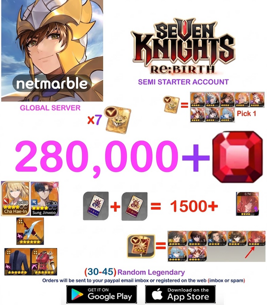 [GLOBAL SERVER] ?? + Gems  Seven Knights Re:BIRTH Starter Semi - Account v6