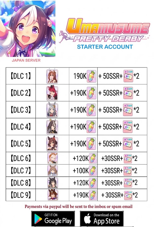 [JAPAN SERVER] ??? + Gems Uma Musume Pretty Derby Starter Reroll Account v5