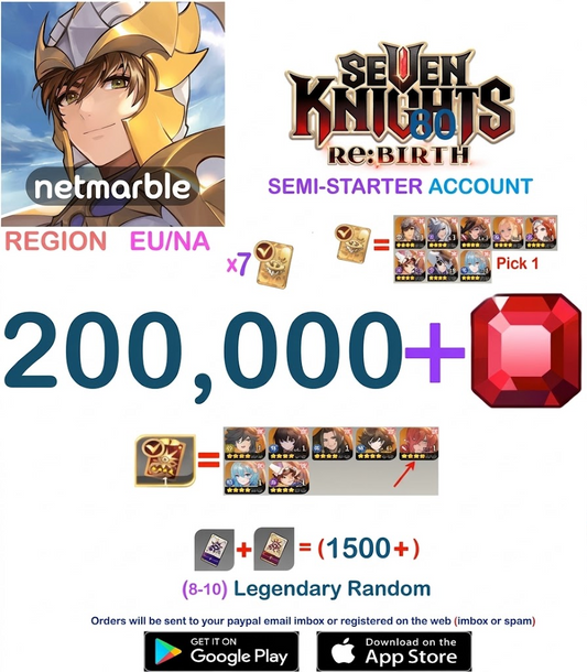 [GLOBAL SERVER / NA- EU REGION] ?? + Gems  Seven Knights Re:BIRTH Starter Semi - Account v5
