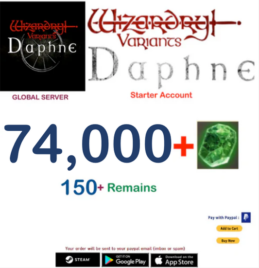 (Global Server)(INSTANT DELIVERY)  74.000 Gems  Wizardry Variants Daphne  Starter Account