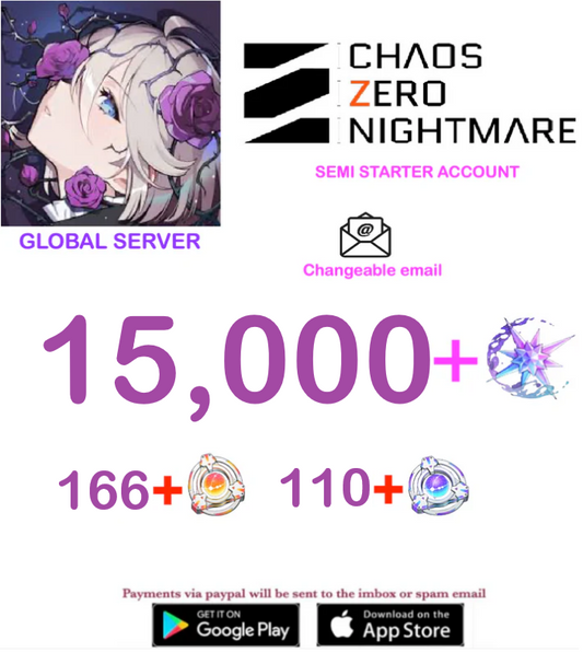 [GLOBAL SERVER] ⭐ ?? Crystals  ⭐  Chaos Zero Nightmare Fresh Semi Starter Account v5