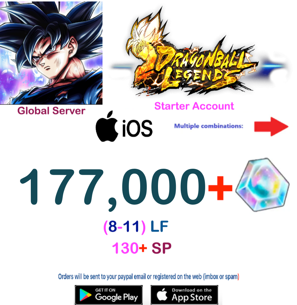 (Global Server)(IOS VERSION)  177,000 + Crystal   Dragon Ball Legends Stater Account