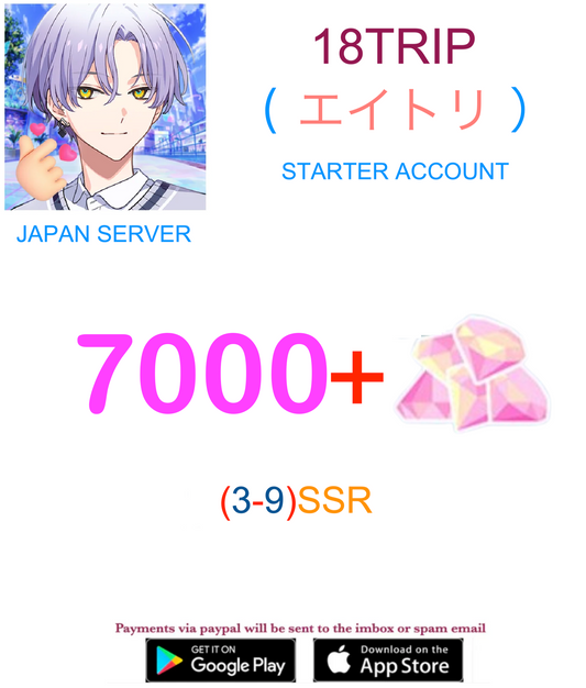 (Japan Server)  7000+ Gems +  3~10 SSR   18TRIP(エイトリ) Starter Account