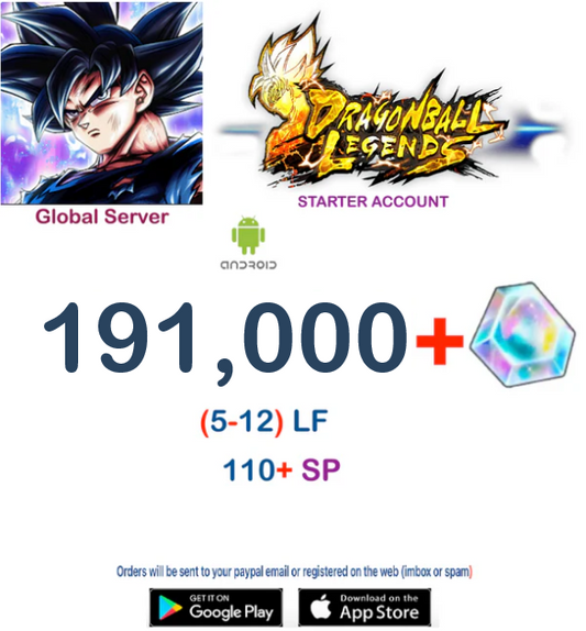 (Global Server)(Android VERSION) 191,000 Crystal   Dragon Ball Legends Starter Account