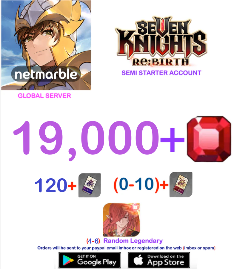 [GLOBAL SERVER] 19.000 + Gems  Seven Knights Re:BIRTH Starter Semi - Account
