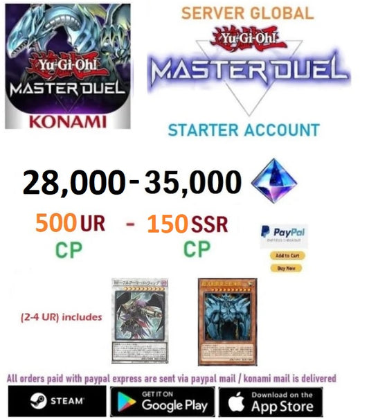 [SERVER GLOBAL/KONAMI]  28,000- 35,000+ Gems Yu-Gi-Oh! Master Duel Starter Reroll Account