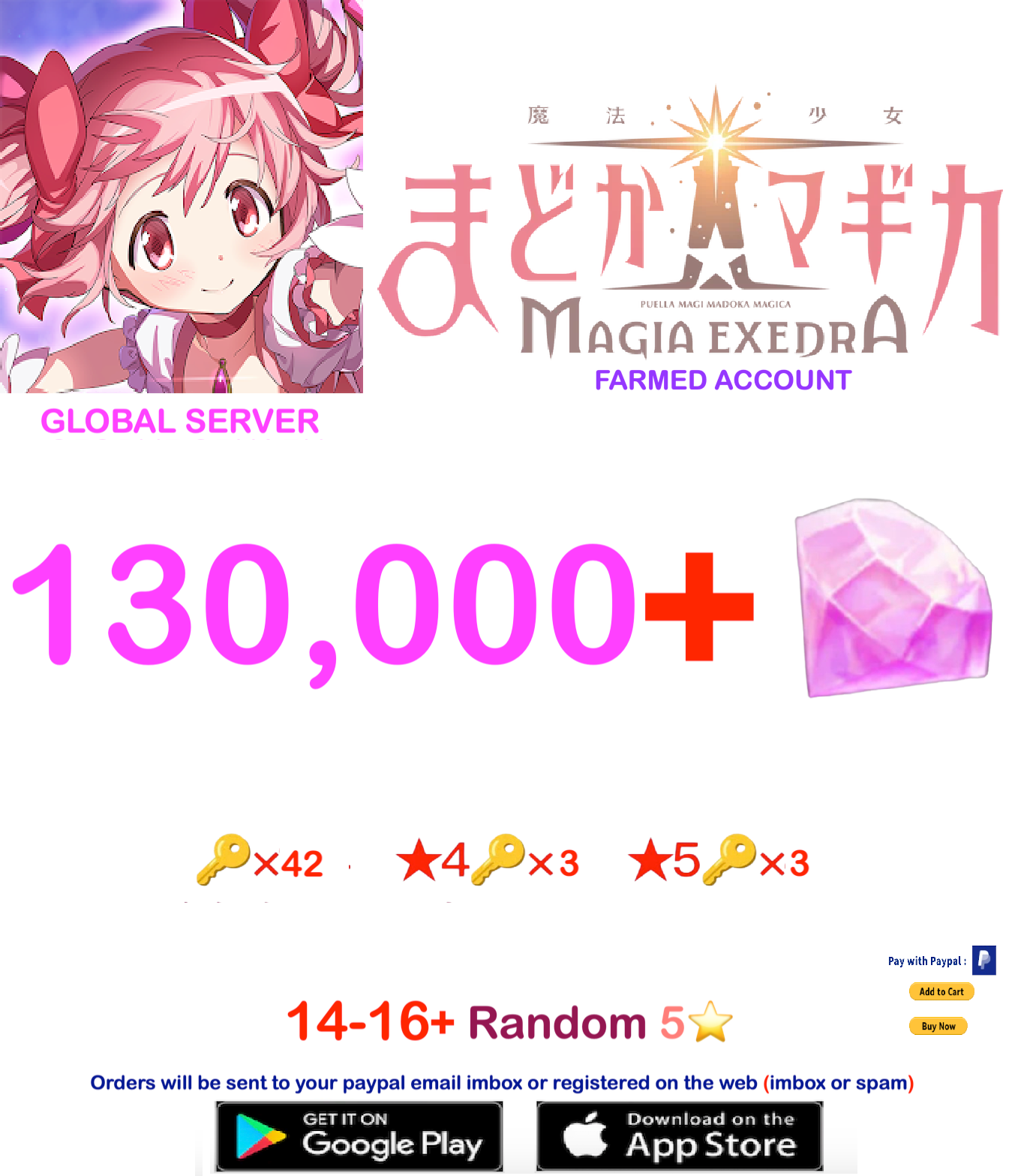 (Global Server)  ?? Magica Stones Madoka Magica  Farmed account  v3