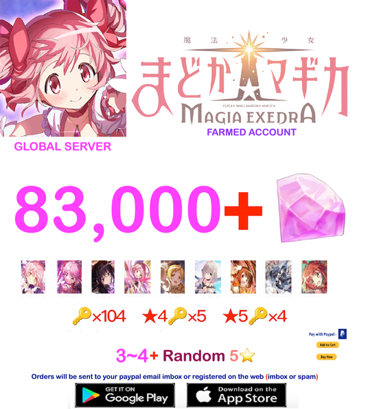 (Global Server)  ?? Magica Stones Madoka Magica  Farmed account  v4 Choose 1
