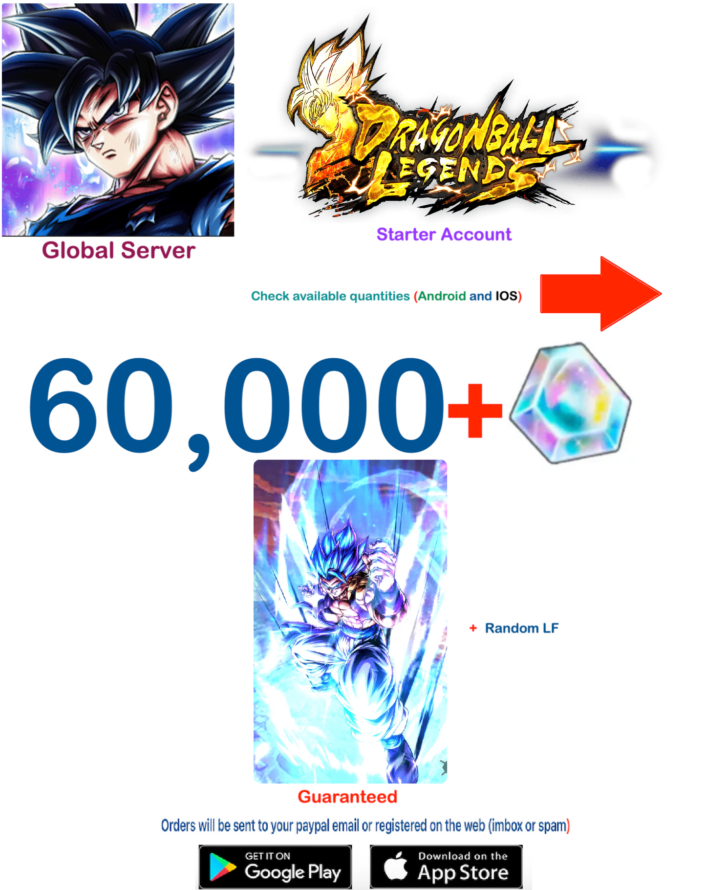 (Global Server)(Android-IOS VERSION)  UL Gogeta Blue  Dragon Ball Legends Farmed Account