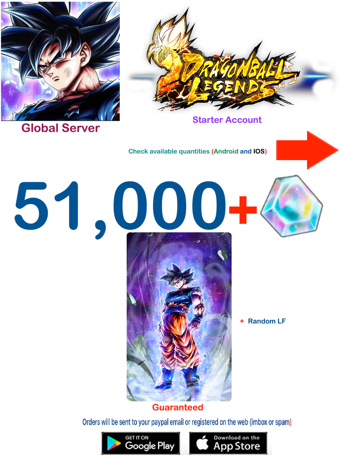 (Global Server)(Android-IOS VERSION)  UL Instinct Goku  Dragon Ball Legends Farmed Account