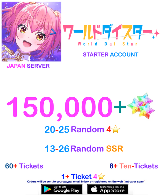 ⭐ Japan Server⭐ Instant Delivery⭐ 15000 Gems World Dai Star: Yume no Stellarium Starter Account v3