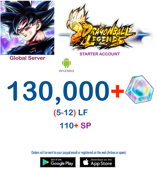 (Global Server)(ANDROID  VERSION)  130.000 + Crystal   Dragon Ball Legends Stater Account