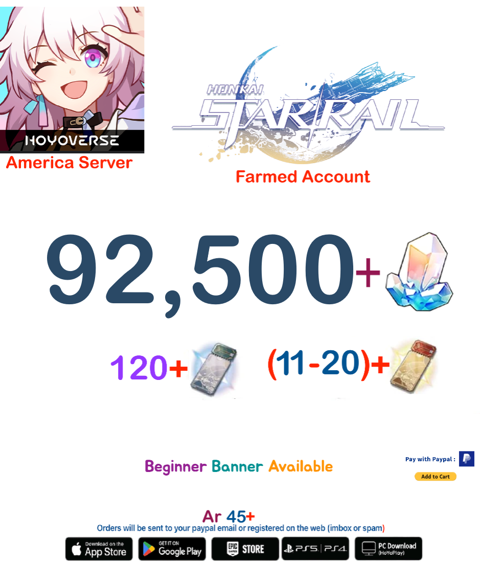 [America  Server] 90,000+ Jades   Honkai Star Rail Farmed Account
