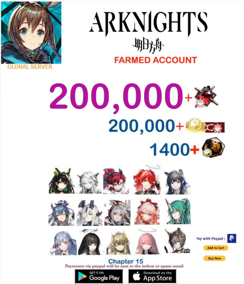 [Global Server] (200,000) +Orundum +  Arknights  Farmed Account