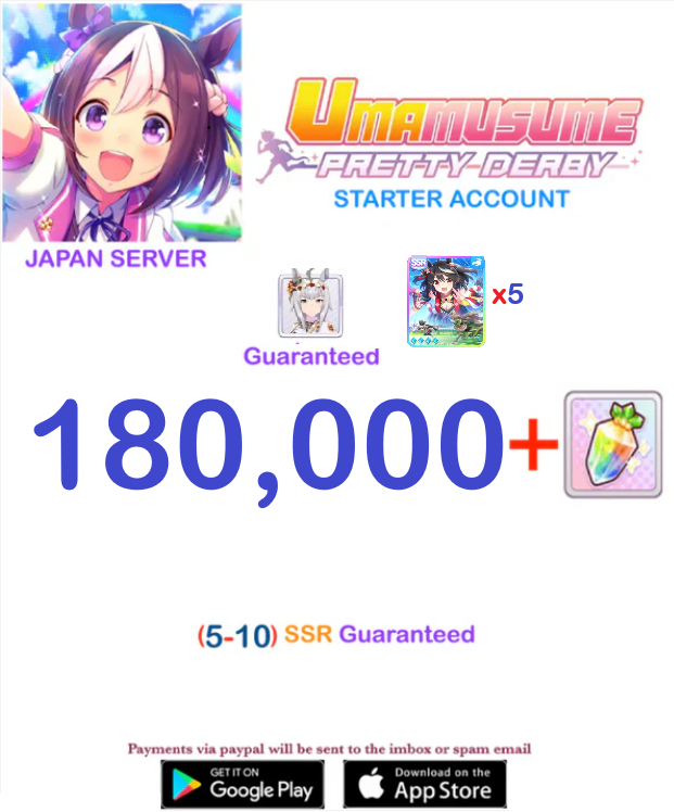 [JAPAN SERVER] 180.000 + Gems Uma Musume Pretty Derby Starter Reroll Account v8