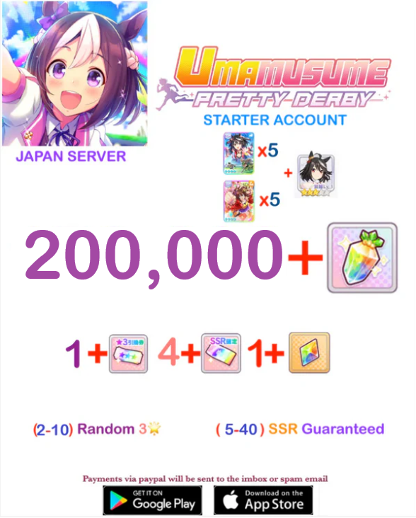 [JAPAN SERVER]   200.000 + Gems Uma Musume Pretty Derby Starter Reroll Account v2