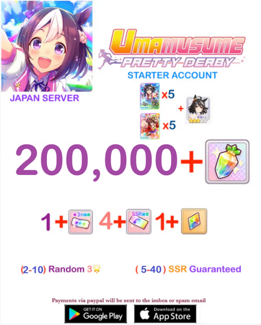 [JAPAN SERVER]   200.000 + Gems Uma Musume Pretty Derby Starter Reroll Account v2