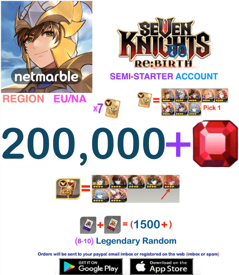 [GLOBAL SERVER / NA- EU REGION] ?? + Gems  Seven Knights Re:BIRTH Starter Semi - Account v6