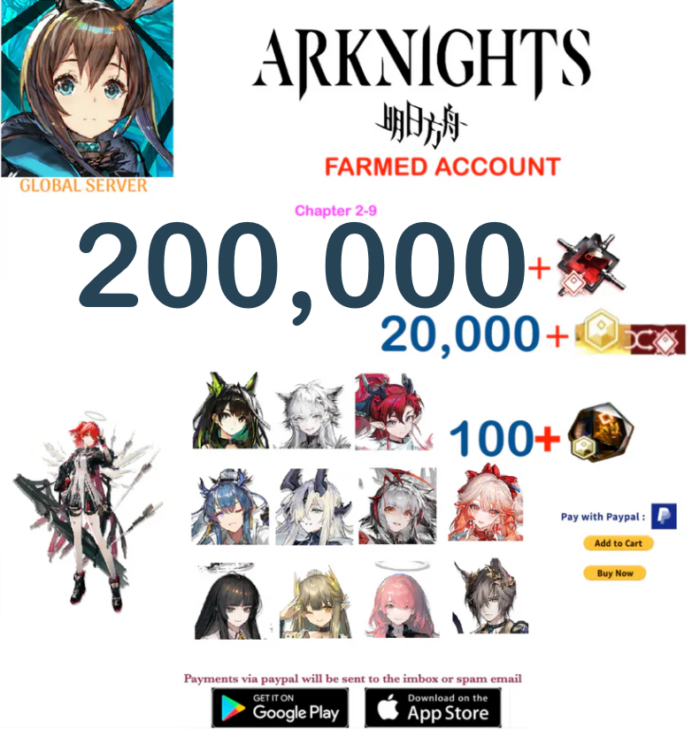 [Global Server] 200,000 +Orundum + Exusiai Alter    -    Arknights Farmed Account