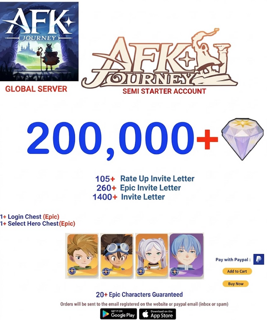 ⭐[Global Server ]⭐  200000+   Diamonds Full Collab  AFK Journey Semi - Starter Account