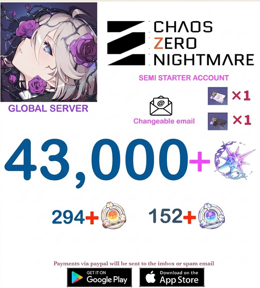 [GLOBAL SERVER] ⭐ ?? Crystals  ⭐  Chaos Zero Nightmare Fresh Semi Starter Account v5