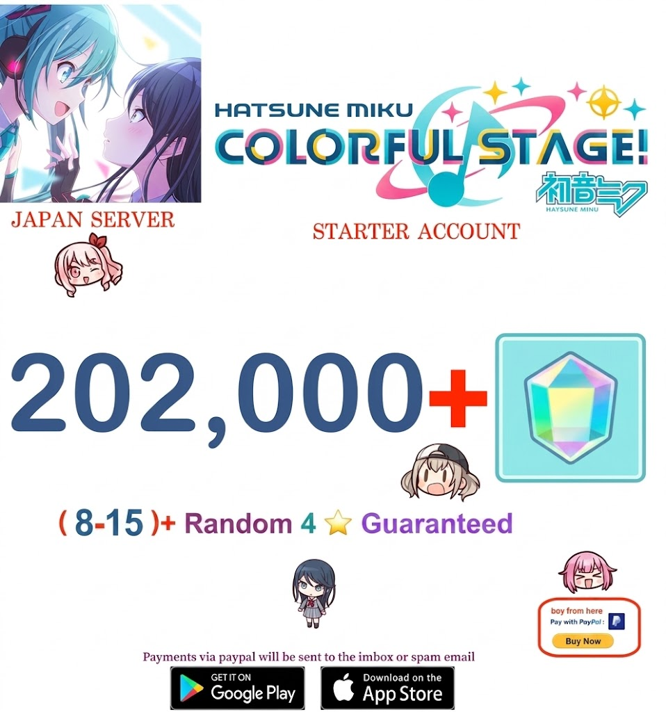 ⭐[JAPAN SERVER] 2-15 (4-Star Cards) ⭐ 202,000+ Gems Project Sekai Colorful Stage ft. Hatsune Miku PJSekai Reroll Starter Account