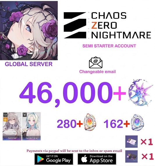[GLOBAL SERVER] ⭐ ?? Crystals  ⭐Sereniel   Chaos Zero Nightmare Fresh Semi Starter Account