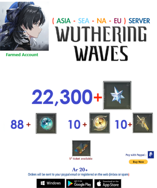 (All Server)22,300+   Wuthering Waves  Farmed  Account