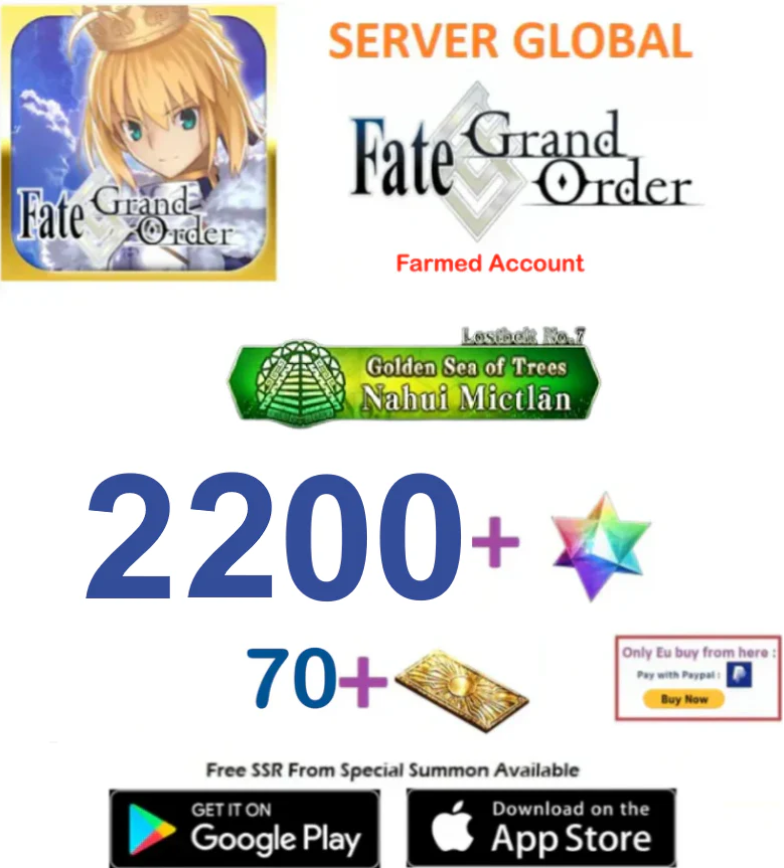 [NA Server] 2200 SQ    Fate Grand Order FGO Quartz Endgame Account