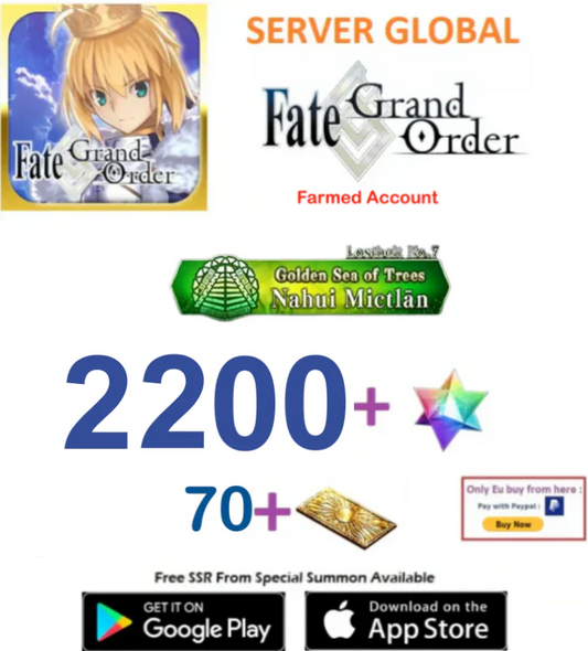 [NA Server] 2200 SQ    Fate Grand Order FGO Quartz Endgame Account