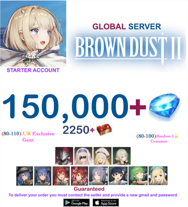 [Global Server/Unlinked] 150,000 Gems Full Collab  BDust 2 Starter Reroll Account