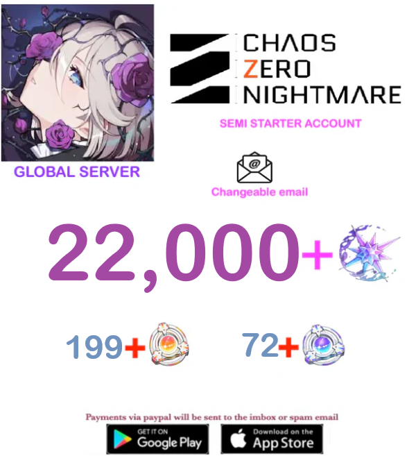 [GLOBAL SERVER] ⭐ ?? Crystals  ⭐  Chaos Zero Nightmare Fresh Semi Starter Account v9