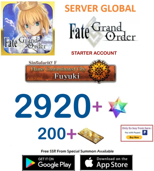 [GLOBAL SERVER][INSTANT DELIVERY] 2920 sq - (200-220) Tickets +SQ Fate Grand Order FGO Quartz  Reroll Starter