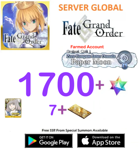 [GLOBAL SERVER] 1700+ SQ Fate Grand Order FGO Quartz Endgame Reroll