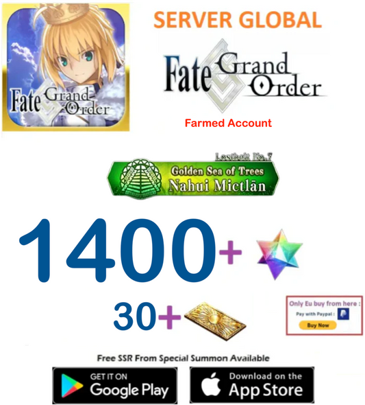 [NA Server] 1400 SQ    Fate Grand Order FGO Quartz Endgame Account