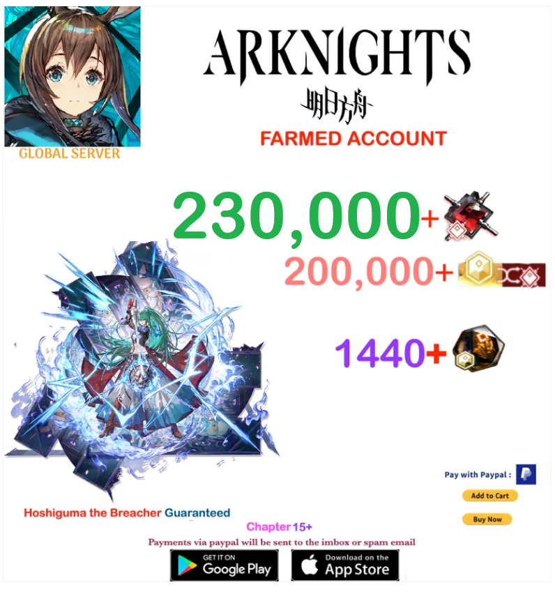 [Global Server] 230,000+ Orundum + Hoshiguma the Breacher  / Arknights Farmed Account v9
