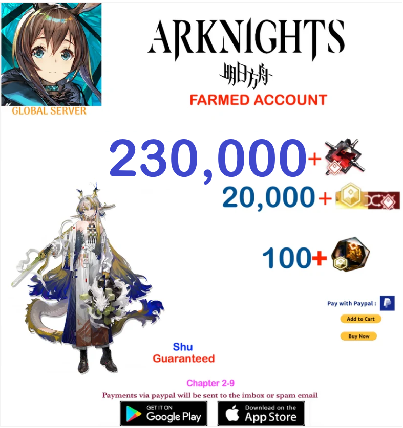 [Global Server] 230,000 +Orundum + Shu  Arknights Farmed Account v2