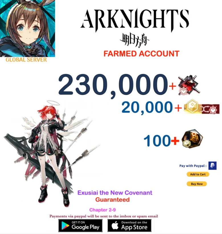 [Global Server] 230,000 +Orundum + Exusiai the New Covenant  Arknights Farmed Account