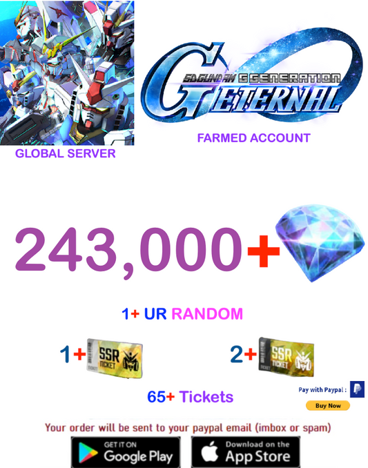 [GLOBAL SERVER/INSTANT DELIVERY]  Gundam G Generation ETERNAL Farmed  Account
