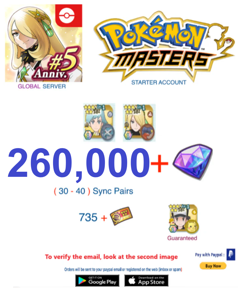 [Global Server/Android Version] 260,000 Gems + Multiple combinations  -  Pokemon Master Ex  Reroll Starter Account